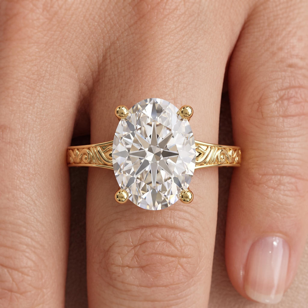 14k/18k Yellow Gold Diamond Solitaire Promise Ring for Her | Lab Created Diamond Vintage Bridal Jewelry image #2