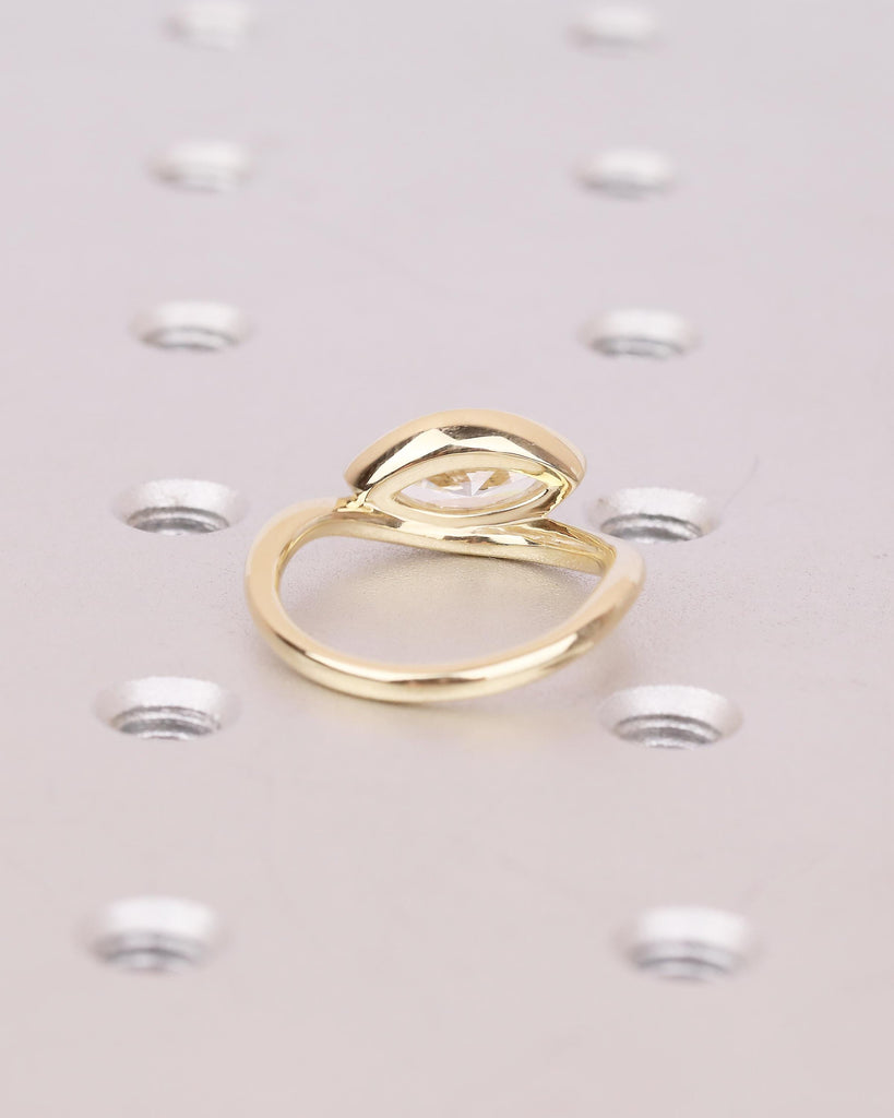 East West Bezel Set Marquise Cut Lab Grown Diamond Engagement Ring in 14k Gold image #6