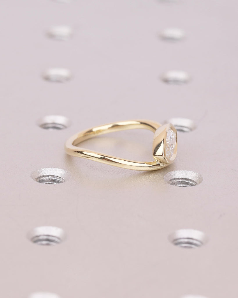 Unique 14k Yellow Gold Moissanite Rings for Women, Bezel Engagement Ring, Personalized Handmade Jewelry, Minimalist Wedding Anniversary Ring image #16