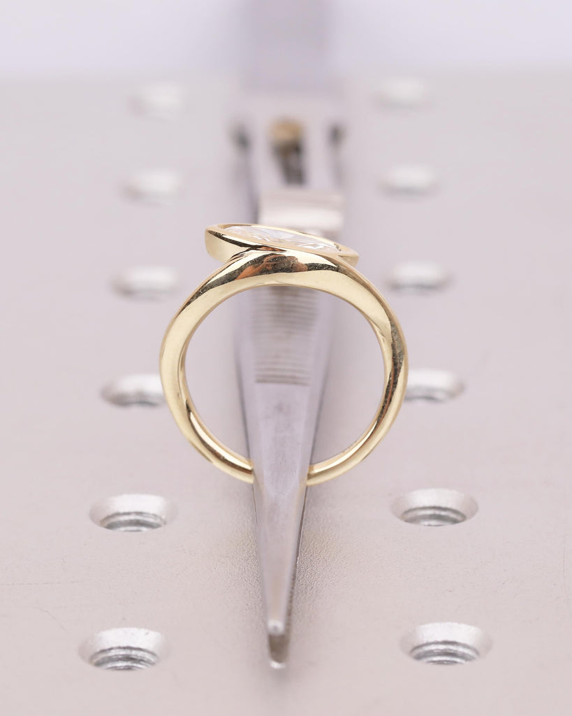 Unique 14k Yellow Gold Moissanite Rings for Women, Bezel Engagement Ring, Personalized Handmade Jewelry, Minimalist Wedding Anniversary Ring image #7