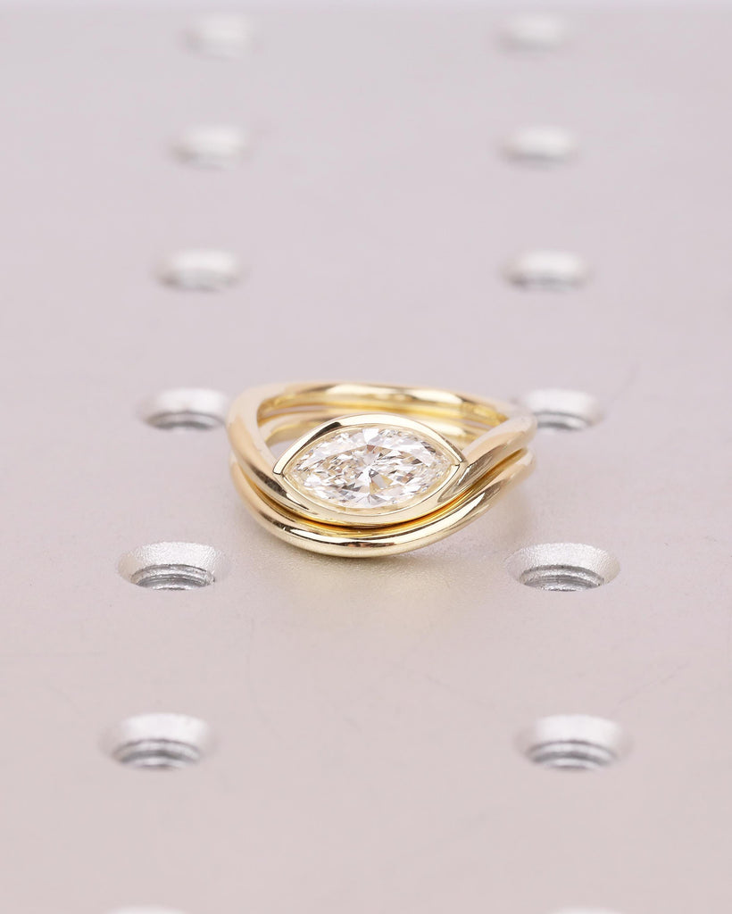 IGI Certified Lab Grown Diamond Marquise Ring, 14k Gold East West Bezel Engagement Ring, Bridal Set Solitaire Rings, Anniversary Jewelry image #14