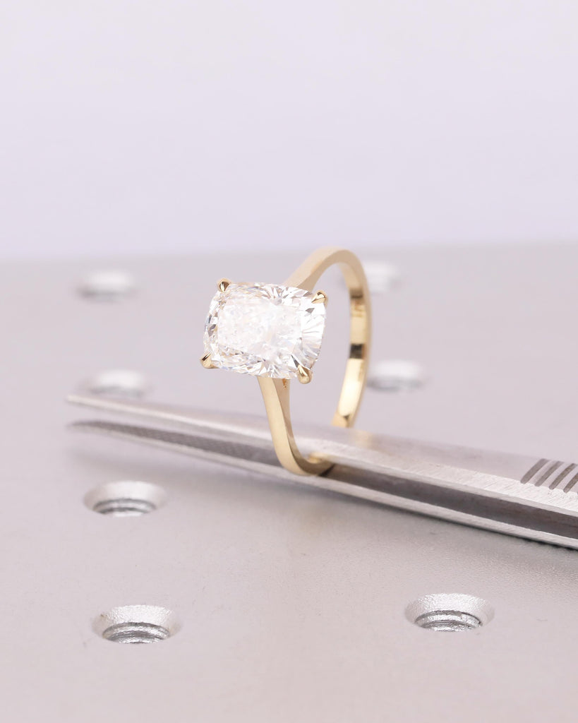 IGI Certified Lab Diamond Ring, Elongated Cushion Cut Solitaire Engagement Ring, Minimalist Jewelry, Dainty 18k Gold Promise Rings for Her image #13