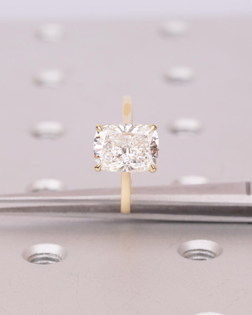 IGI Certified Lab Diamond Ring, Elongated Cushion Cut Solitaire Engagement Ring, Minimalist Jewelry, Dainty 18k Gold Promise Rings for Her image #8