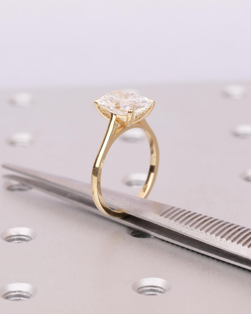 IGI Certified Lab Diamond Ring, Elongated Cushion Cut Solitaire Engagement Ring, Minimalist Jewelry, Dainty 18k Gold Promise Rings for Her image #16