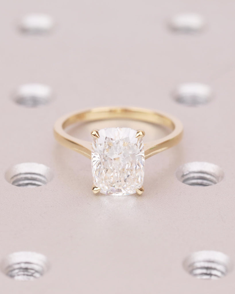 Lab Grown Diamond Engagement Ring, 18k Yellow Gold Elongated Cushion Cut Ring image #10