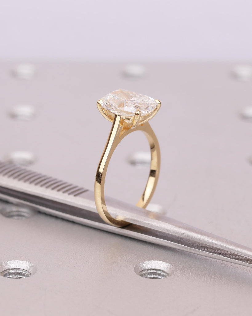 Lab Grown Diamond Engagement Ring, 18k Yellow Gold Elongated Cushion Cut Ring image #18
