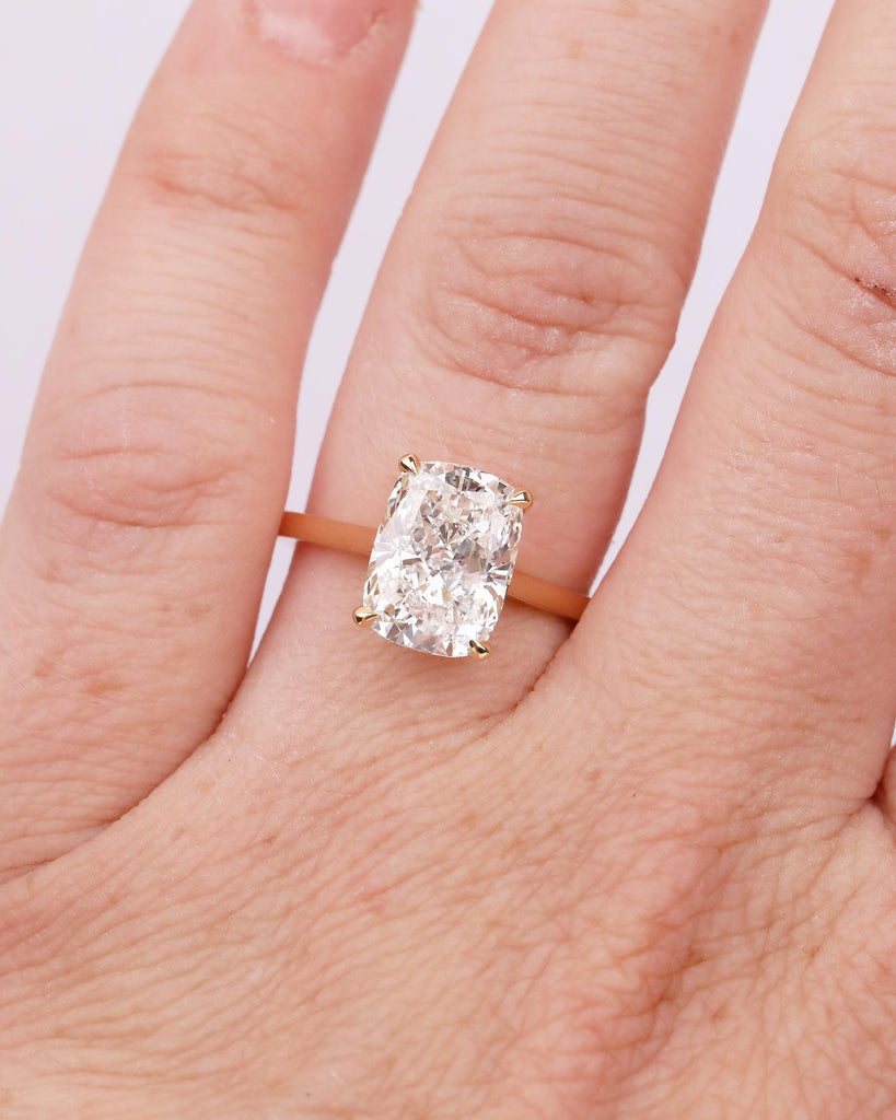 IGI Certified Lab Diamond Ring, Elongated Cushion Cut Solitaire Engagement Ring, Minimalist Jewelry, Dainty 18k Gold Promise Rings for Her image #11