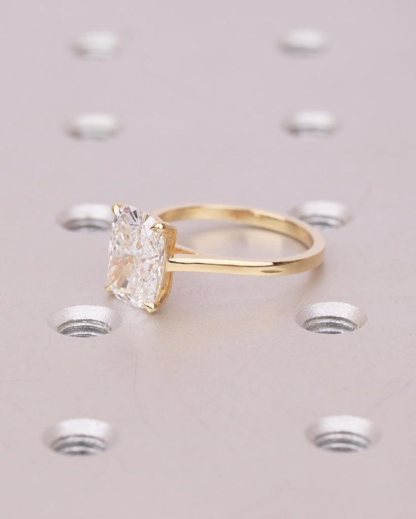 Solitaire Moissanite Ring, 18k Yellow Gold Elongated Cushion Cut Engagement Ring, Unique Wedding Anniversary Rings for Women, Custom Jewelry image #3