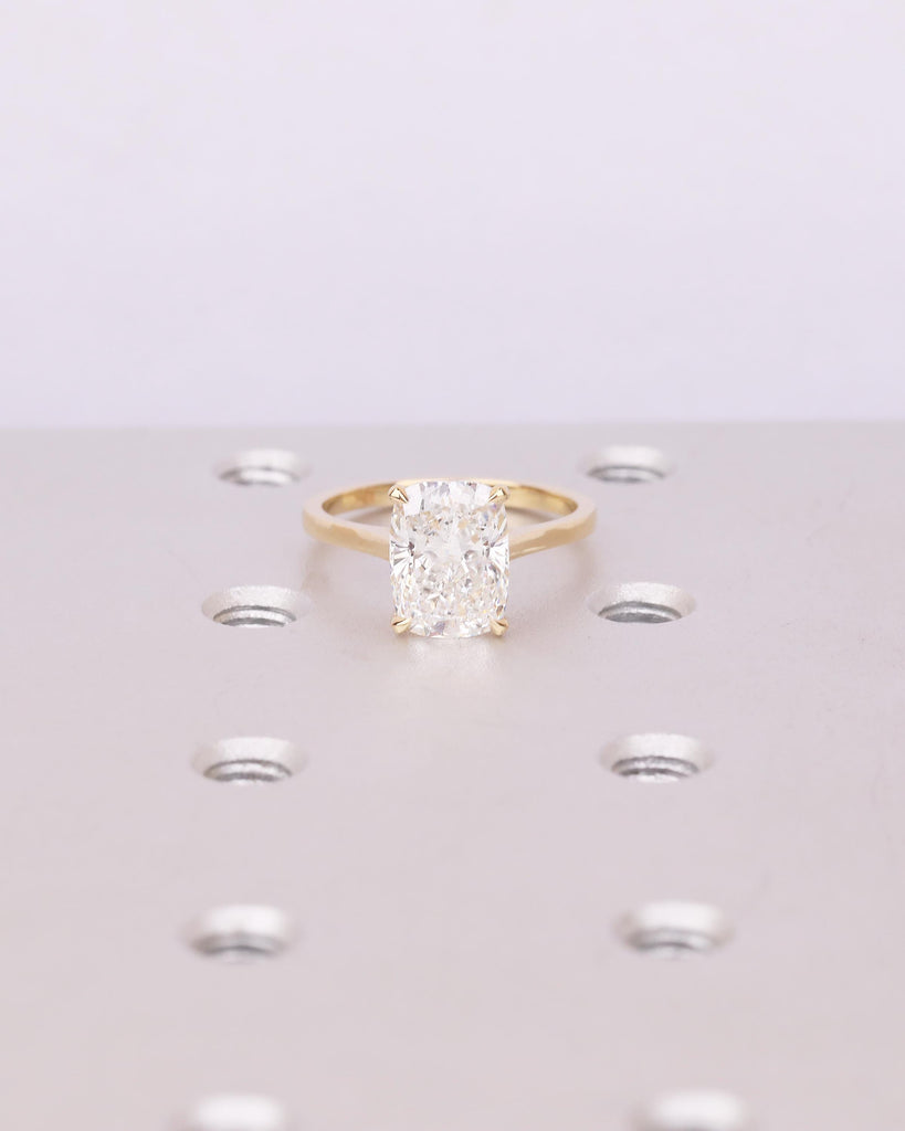Solitaire Moissanite Ring, 18k Yellow Gold Elongated Cushion Cut Engagement Ring, Unique Wedding Anniversary Rings for Women, Custom Jewelry image #17
