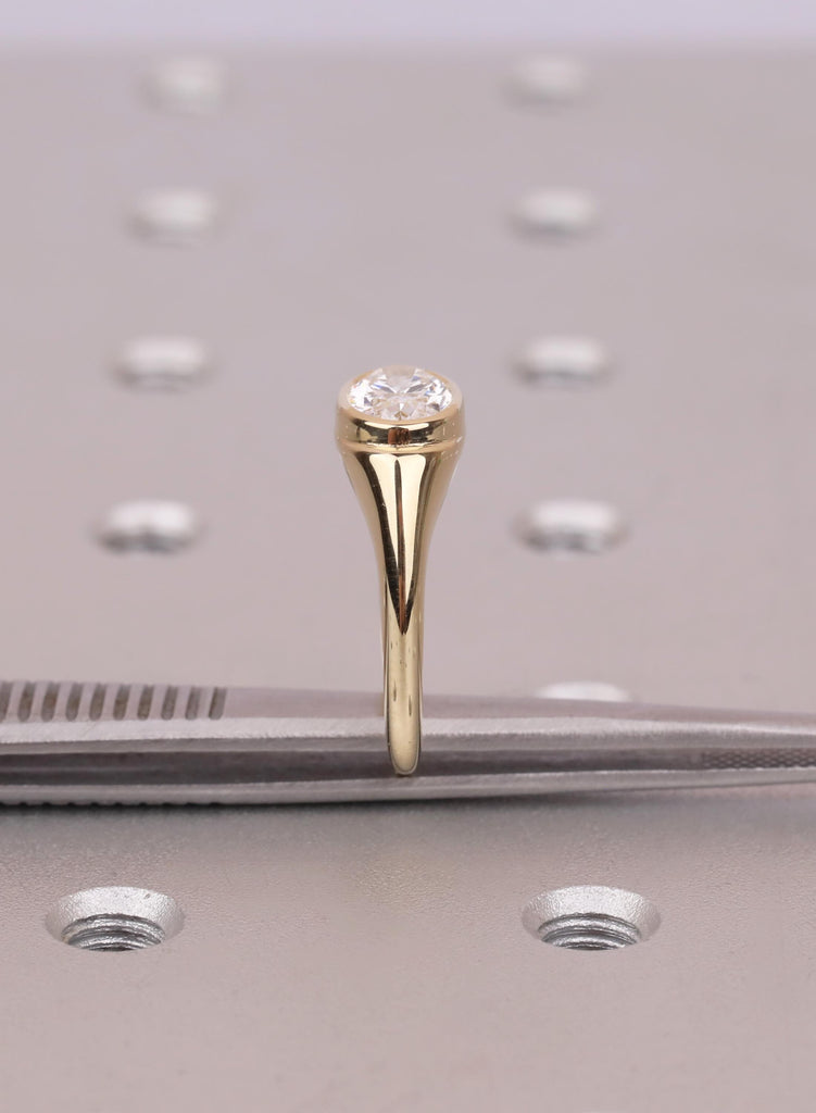 1 Carat Oval Lab Diamond Engagement Ring: 14K Yellow Gold Classic Lab Grown East West Ring, Minimalist Bezel Set Ring, Simple Ring For Women image #14