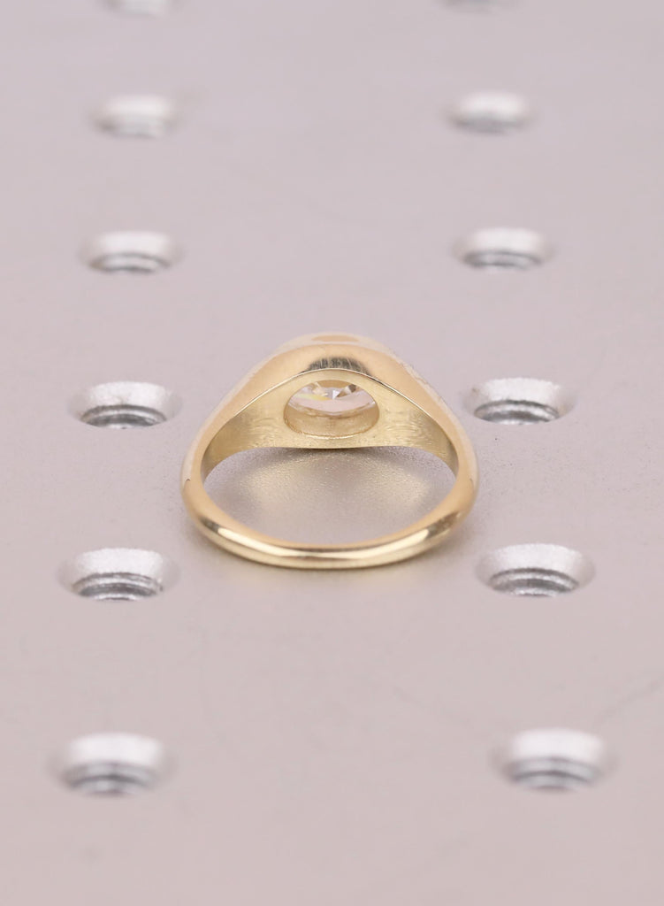 East West Oval Moissanite Engagement Ring: Moissanite Solitaire Ring, Half Bezel Set Pinky  Ring, Promise Ring, Unique Ring For Wedding Gift image #7