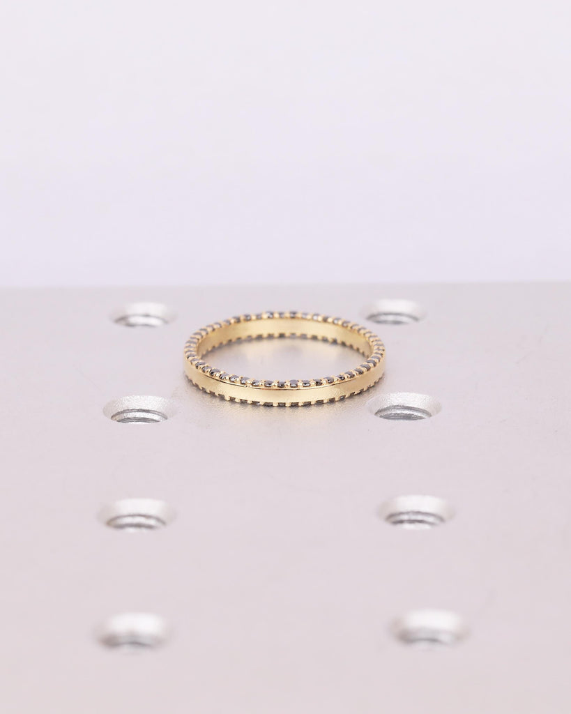 Black Diamond Wedding Band Women, 18k Solid Gold Matching Rings, Two Side Eternity Band image #16