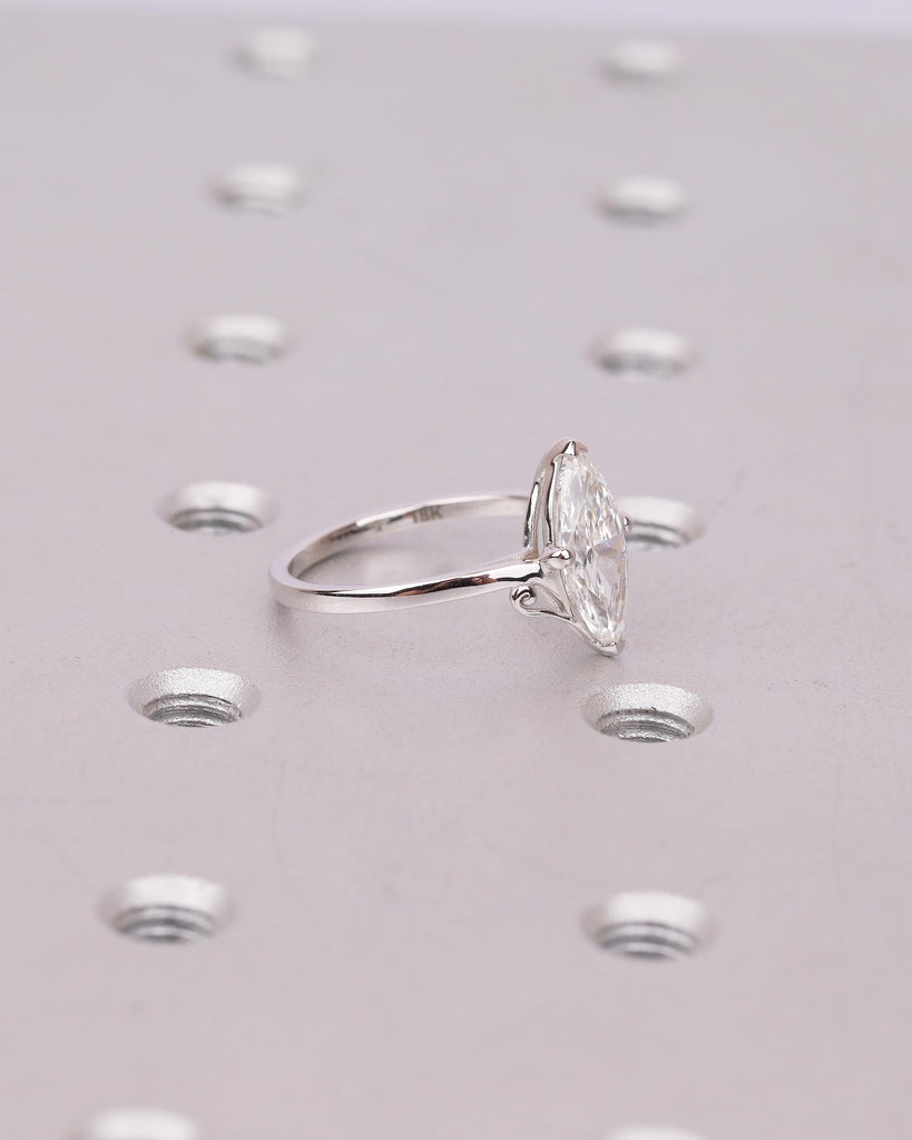 1-2ct Marquise Cut Lab Grown Diamond Engagement Ring, Vintage Scrollwork 18k White Gold Ring, Bridal Wedding Jewelry, Big Statement Rings image #2