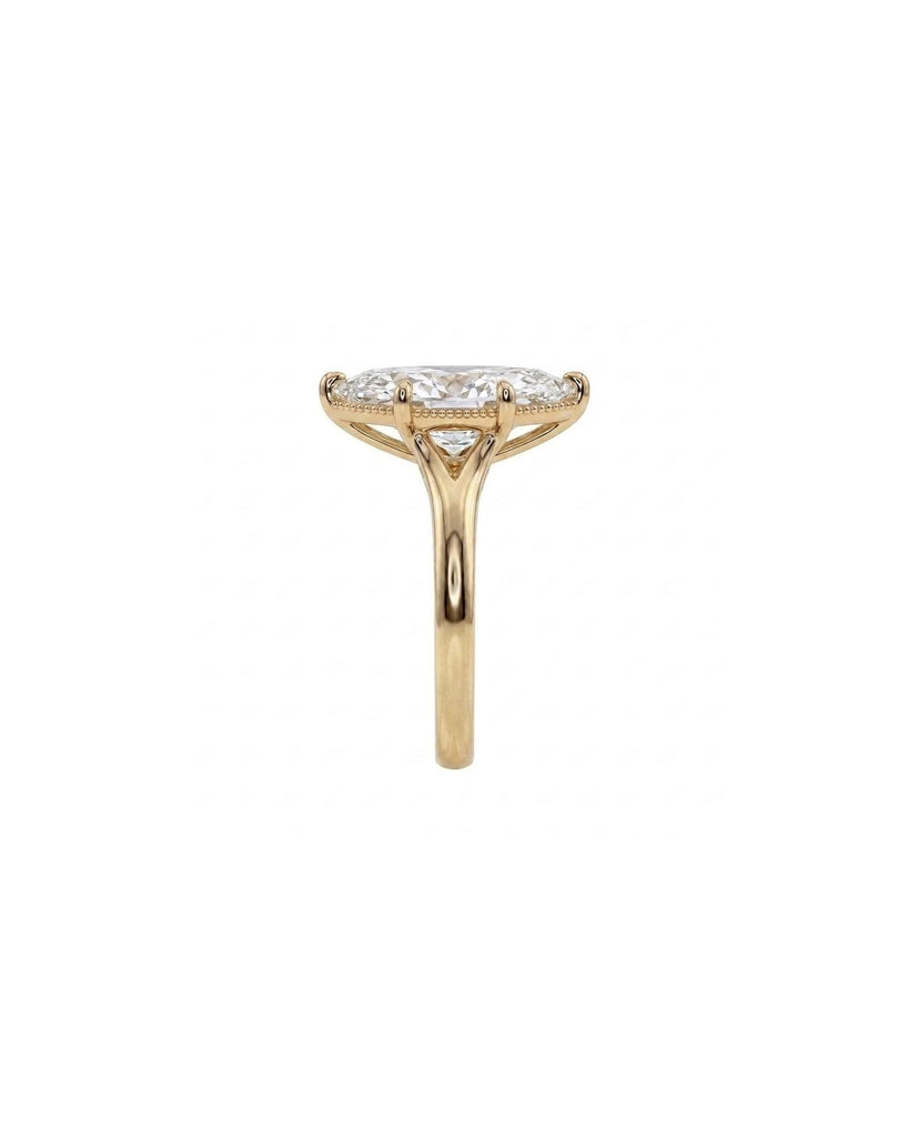 Split Shank Marquise Diamond Solitaire Ring, 14k Yellow Gold Engagement Ring image #5