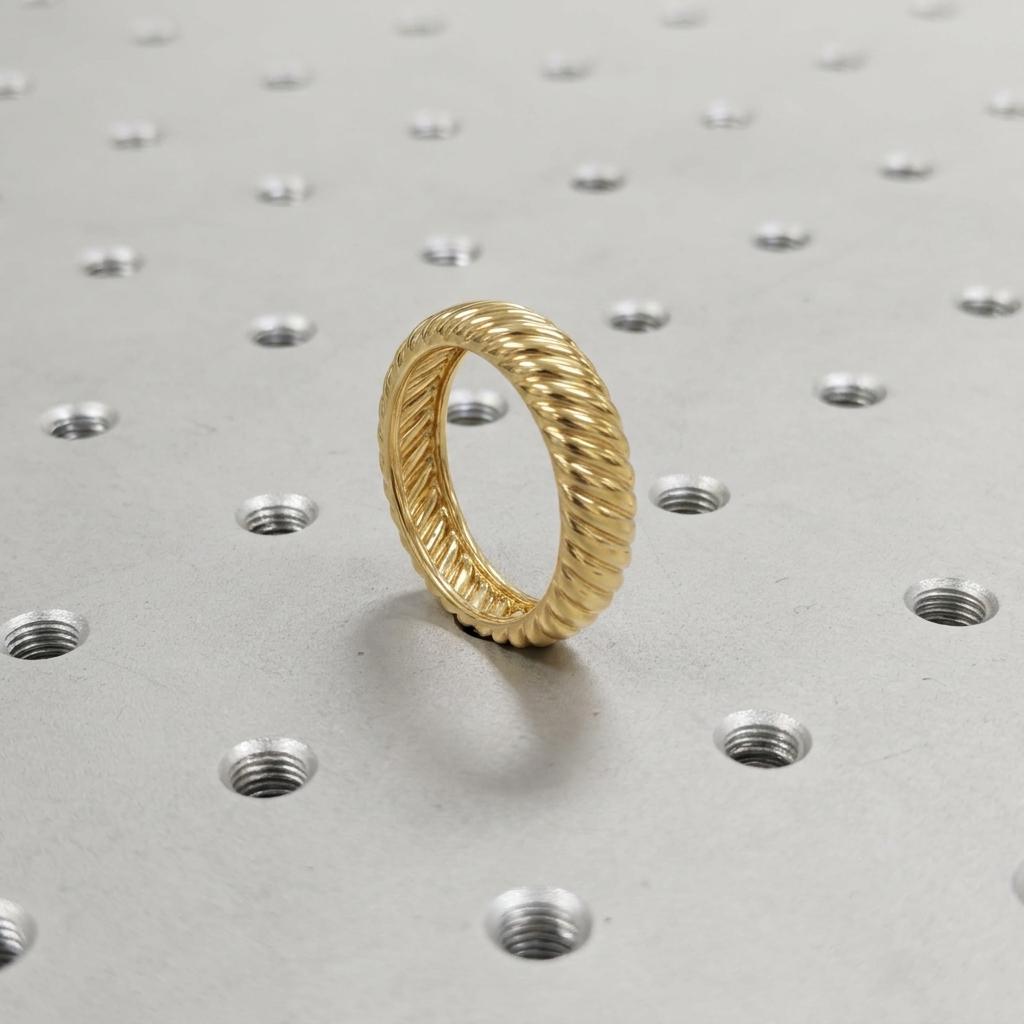 Dome Croissant Ring, 14k Solid Gold Bold Dome Statement Ring for Women, Chunky Gold Ring, Twist Rope Ring Thick Gold Ring, Jewelry for Women image #5