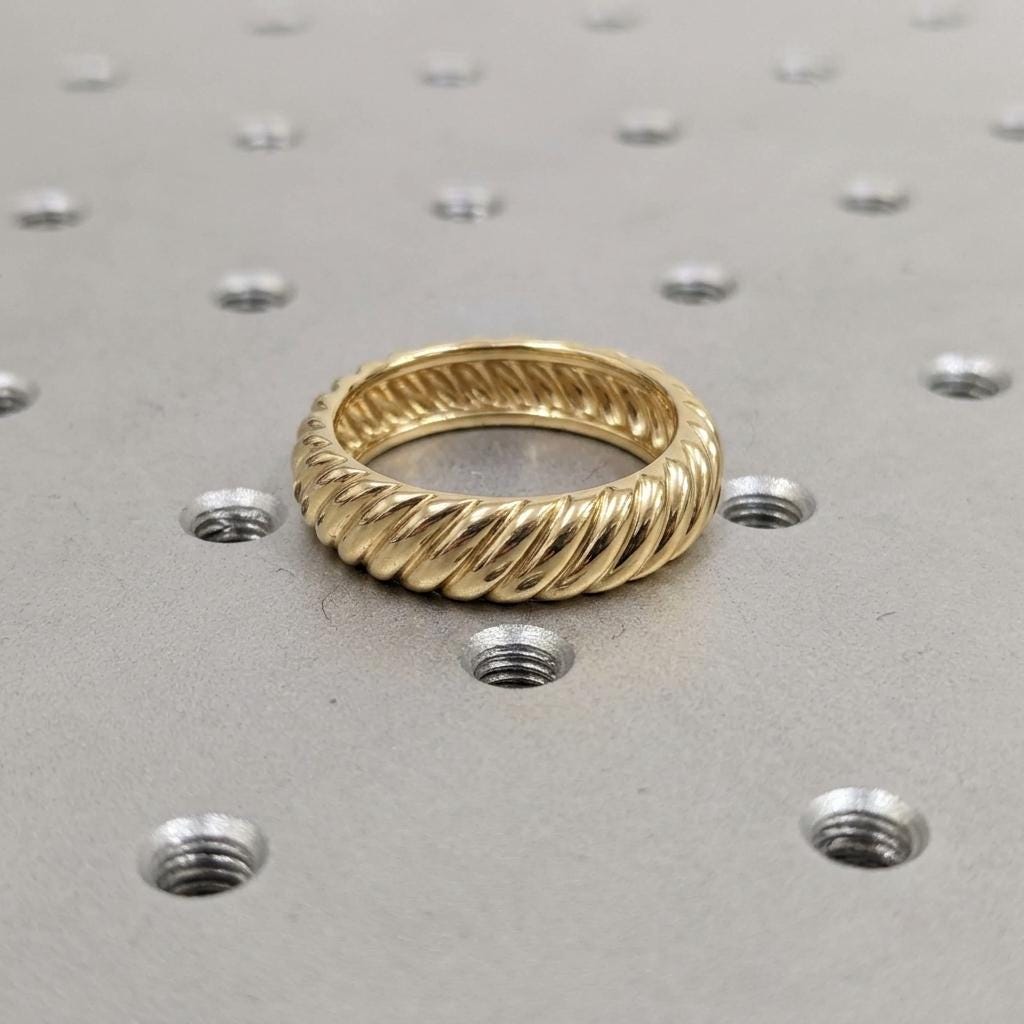 Thick Gold Croissant Ring | Twisted Statement Ring | Bold Textured Gold Band | Minimalist Jewelry | Trendy Chunky Ring Gift image #3