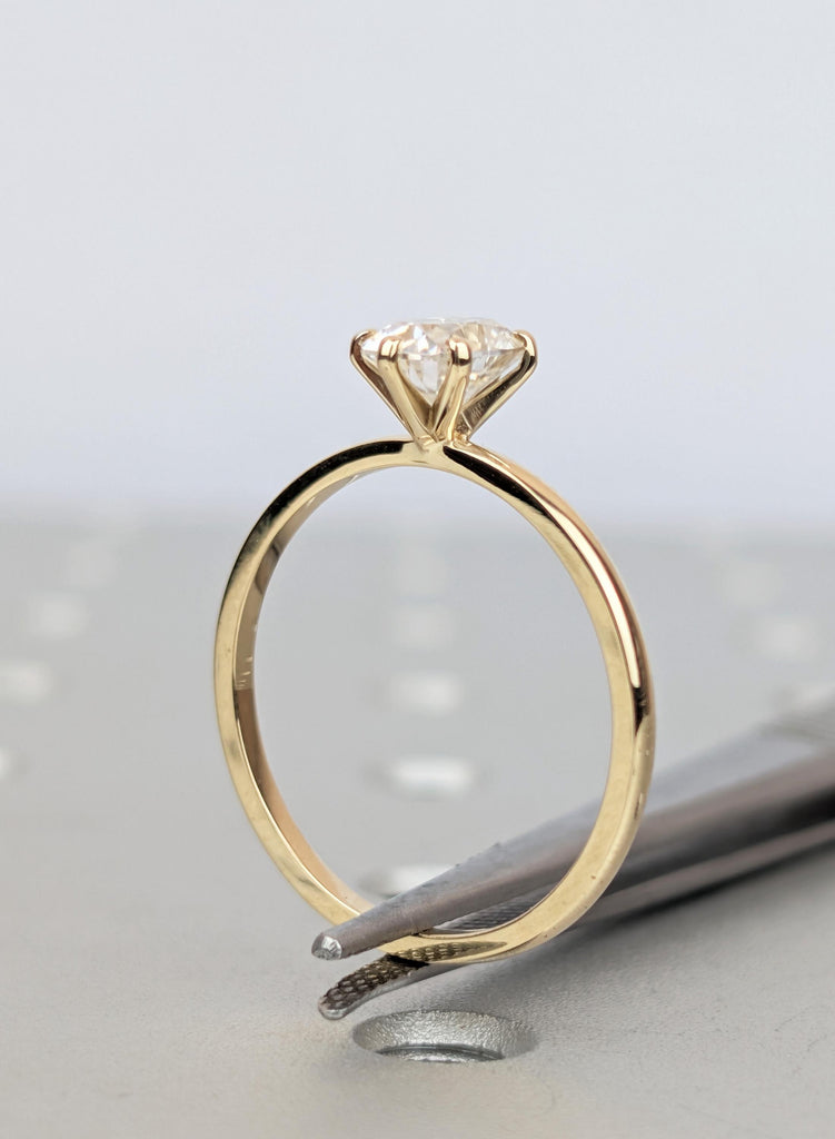 Old Mine Cushion Cut Lab Diamond Engagement Ring, Antique Elongated Cushion Solitaire Ring, Vintage 14k Gold Ring for Her, Anniversary Gift image #8
