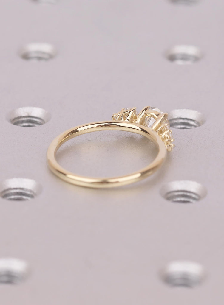 Unique Cluster Engagement Ring: Round Cut Lab Diamond Ring, 14k/18K Solid Gold Ring For Women, Fine Jewelry image #5