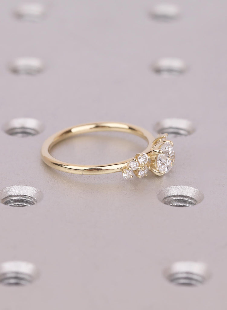 Unique Cluster Engagement Ring: Round Cut Lab Diamond Ring, 14k/18K Solid Gold Ring For Women, Fine Jewelry image #4
