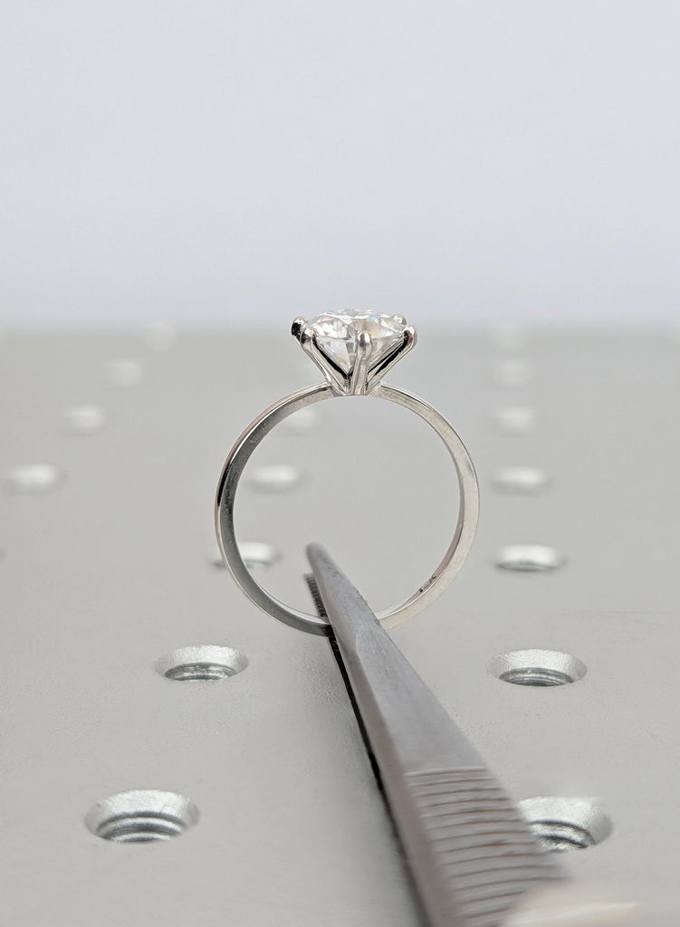 14K White Gold Round Moissanite Solitaire Engagement Ring, Prong Setting, D Color VVS Clarity image #8