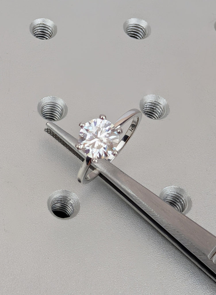 VSS Moissanite Engagement Ring, Round Cut Custom Solitaire 14K/18K Solid Gold Wedding Band, Modern Bridal Jewelry, Handmade Ring For Women image #7