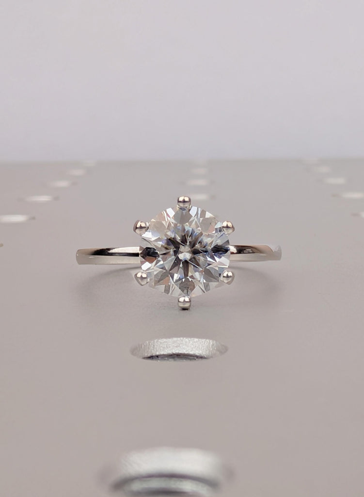 Certified Round Cut  Lab Grown Diamond Engagement Ring, Dainty 14K Solid White Gold Solitaire Wedding Ring, Sustainable Diamond Jewelry image #10