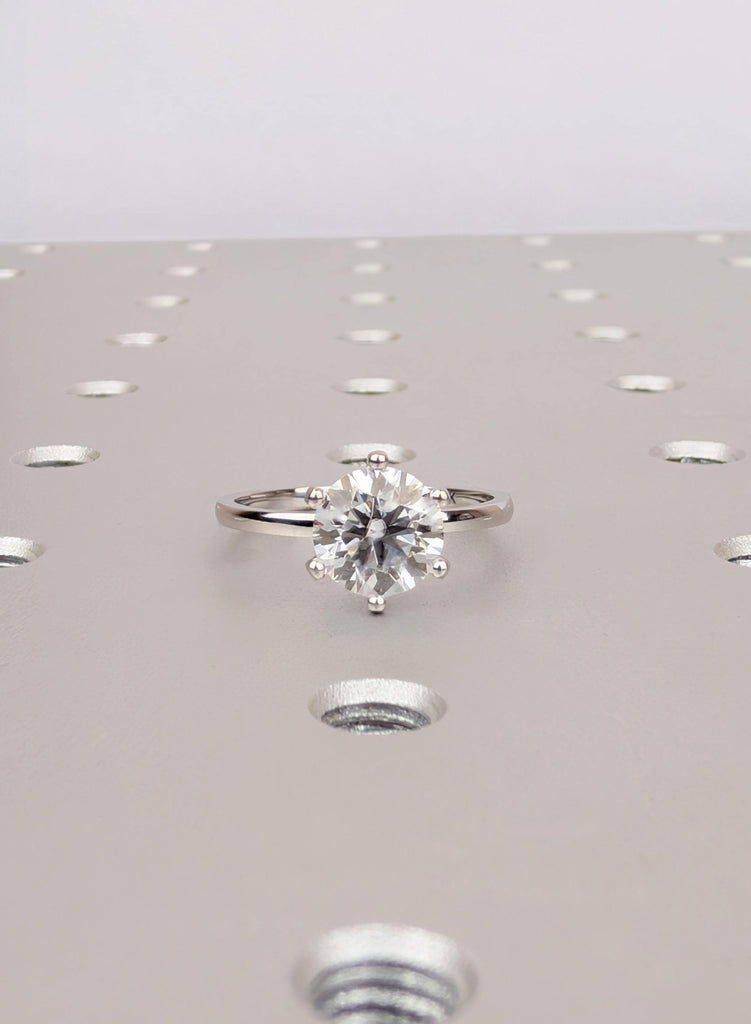 Dainty Minimalist Ring For Women: Round Cut Lab Grown Diamond, 14K 18K Gold Platinum Ring, IGI Certified image #4