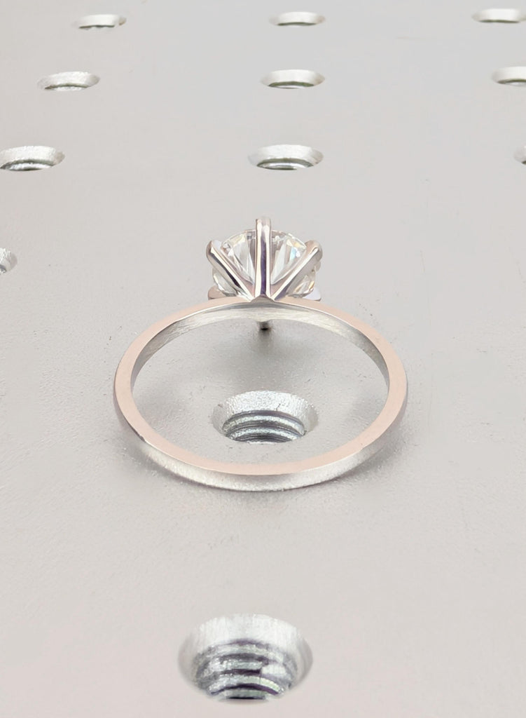 Certified Round Cut  Lab Grown Diamond Engagement Ring, Dainty 14K Solid White Gold Solitaire Wedding Ring, Sustainable Diamond Jewelry image #4