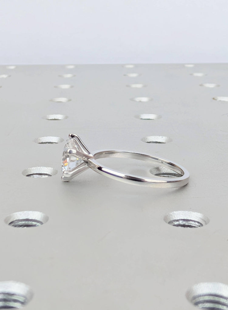 Dainty Minimalist Ring For Women: Round Cut Lab Grown Diamond, 14K 18K Gold Platinum Ring, IGI Certified image #6