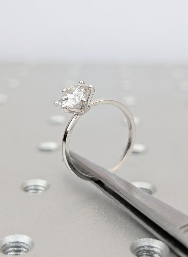 VSS Moissanite Engagement Ring, Round Cut Custom Solitaire 14K/18K Solid Gold Wedding Band, Modern Bridal Jewelry, Handmade Ring For Women image #4