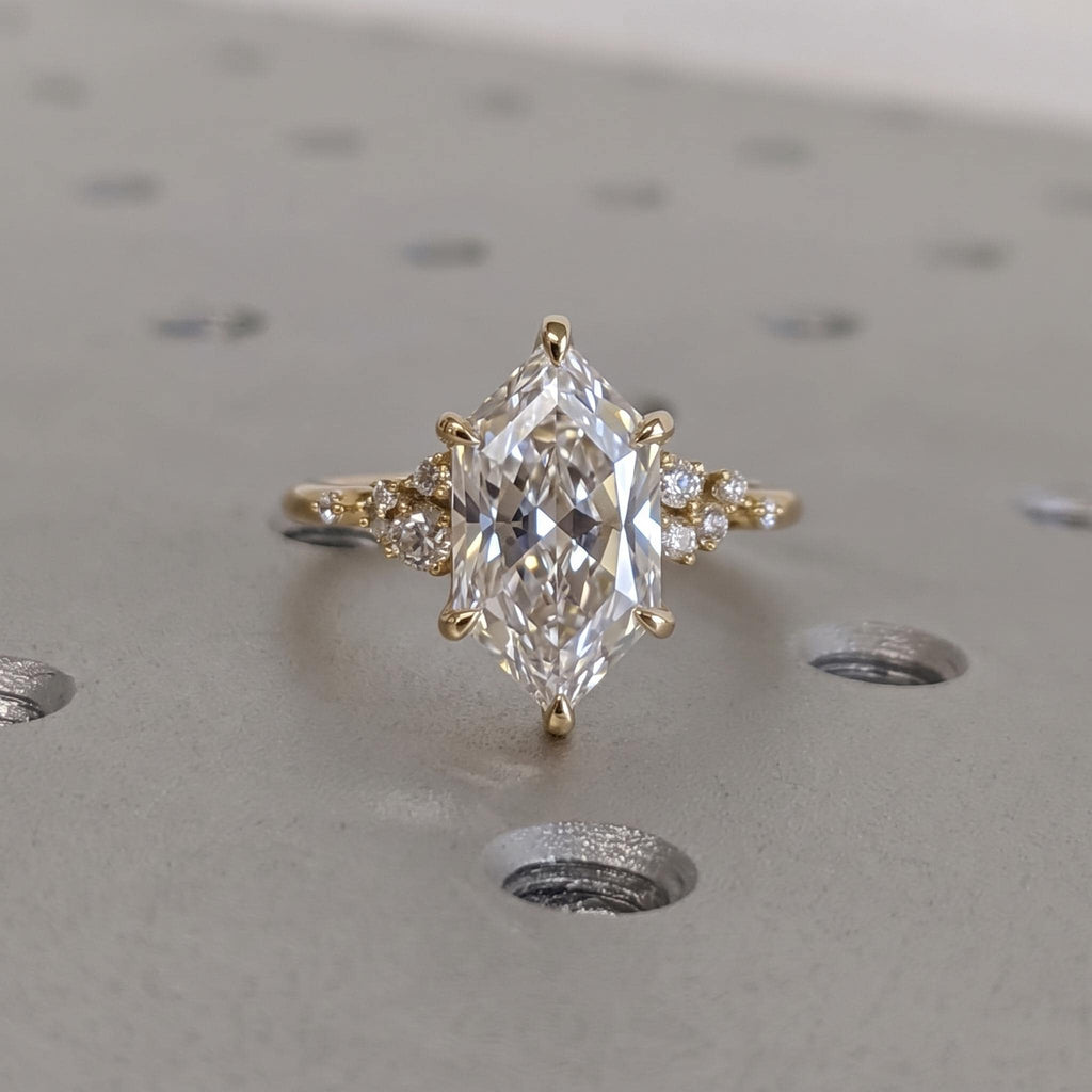 2.5ct Dutch Marquise Diamond Engagement Ring | 18K Yellow Gold Snowdrift Diamond Cluster Wedding Anniversary Ring