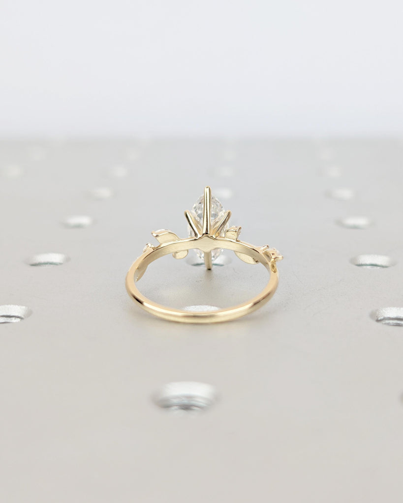 IGI Certified Lab Grown Diamond Cluster Ring, Marquise Cut Engagement Ring, Vintage 18k/14k Gold Statement Rings for Women, Flower Jewelry image #6