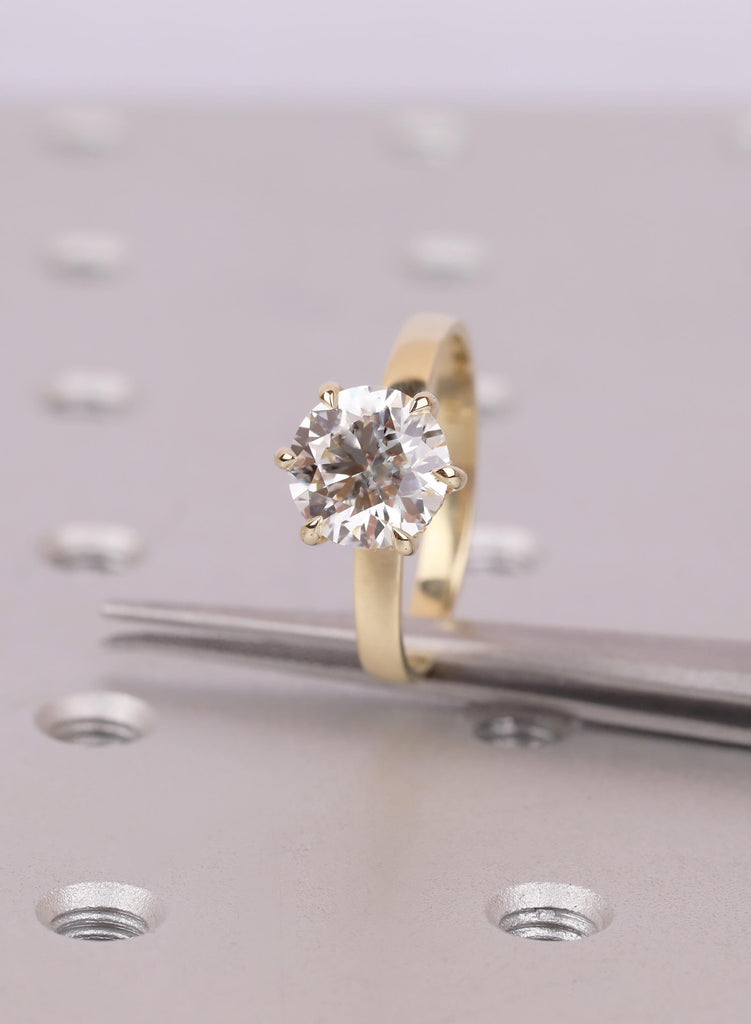 Lab Grown Diamond Engagement Ring: 3ct  IGI Certified Simulated Diamond, 14K Yellow Gold, Hidden Halo image #5