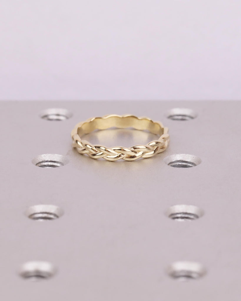3mm Braided Wedding Band, Woven Gold Ring, Twisted Rope Style, Stackable Bridal Band image #9