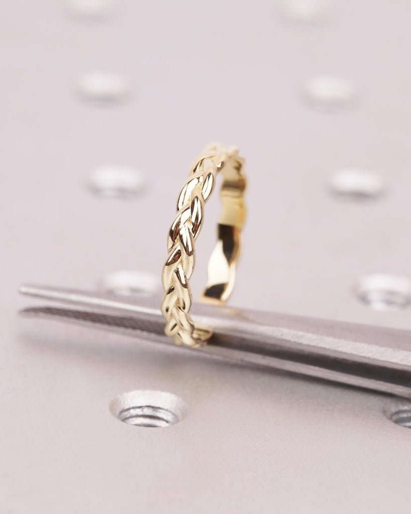 3mm Braided Wedding Band, Woven Gold Ring, Twisted Rope Style, Stackable Bridal Band image #5