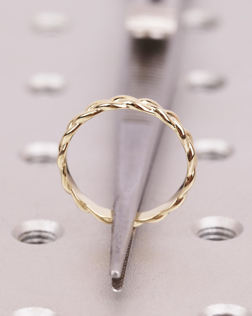 3mm Braided Wedding Band, Woven Gold Ring, Twisted Rope Style, Stackable Bridal Band image #6