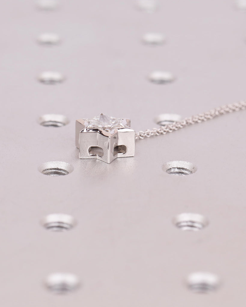 Solid White Gold Star of David Necklace, Lab Diamond Magen David Pendant, Dainty Jewish Star Charm Necklace, Handmade Jewish Jewelry image #10