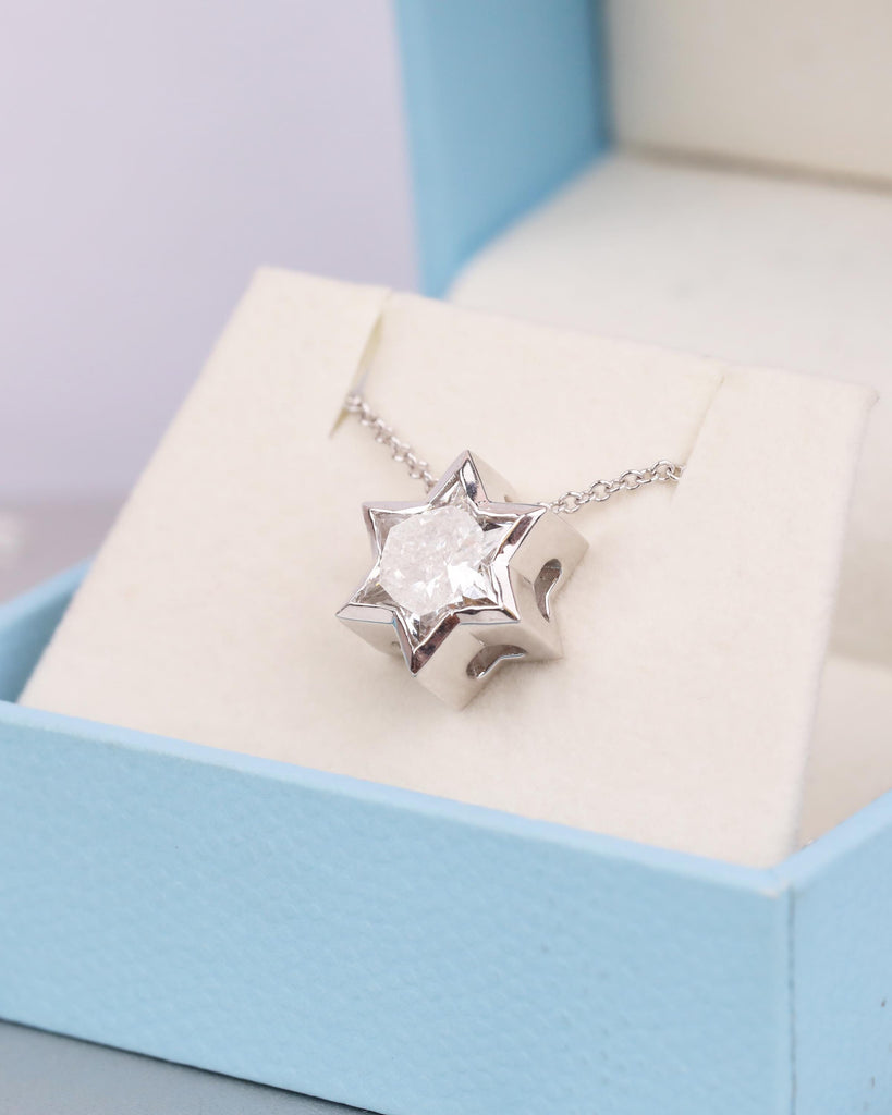 14K Solid Gold Lab Diamond Star of David Necklace | Magen David Necklace | Dainty Jewish Star Pendant for Women | Religious Judaica Jewelry image #3