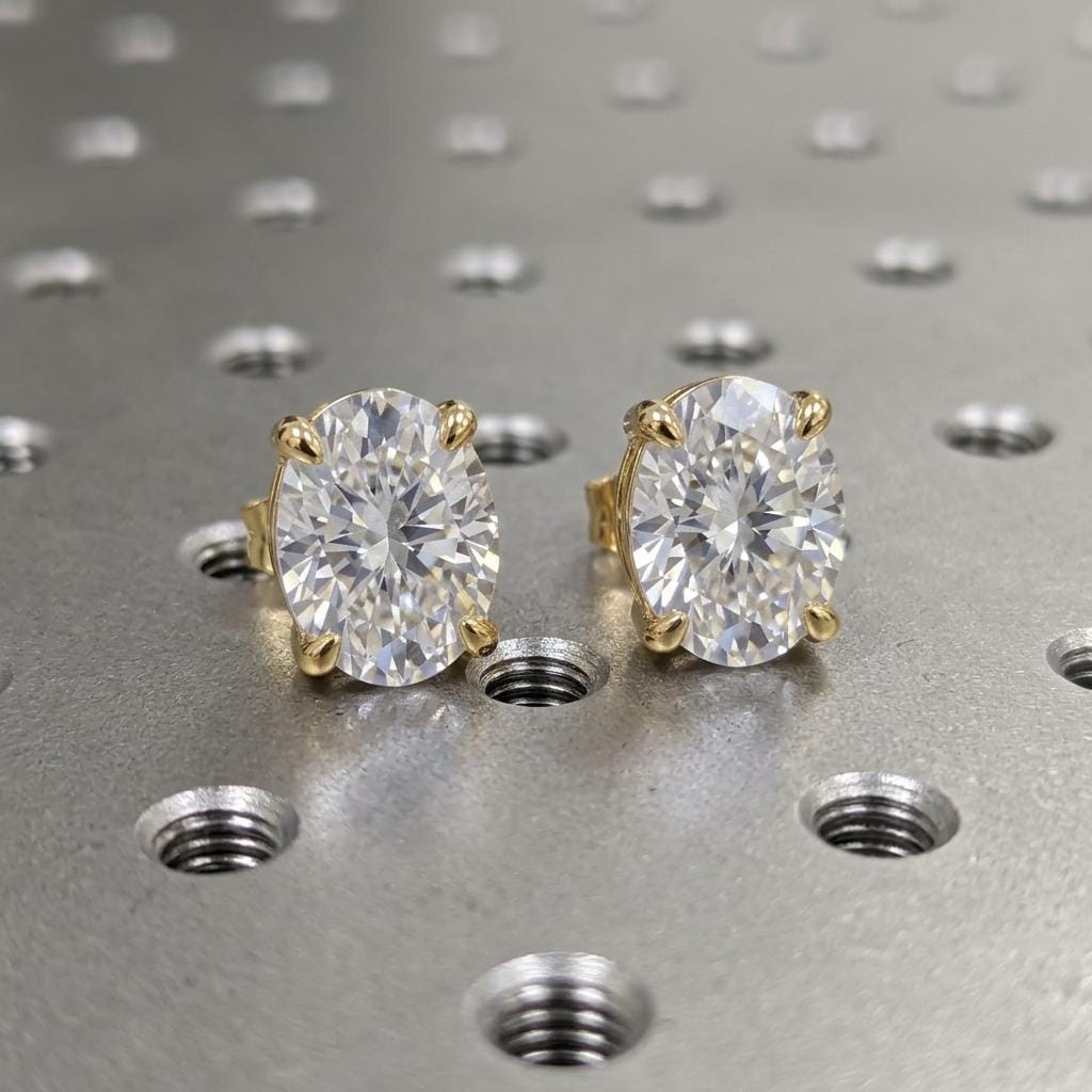 Stud Earrings: Oval Cut Moissanite Earrings, 14K/18K Gold, Minimalist Wedding Earrings, Jewelry for Women image #7