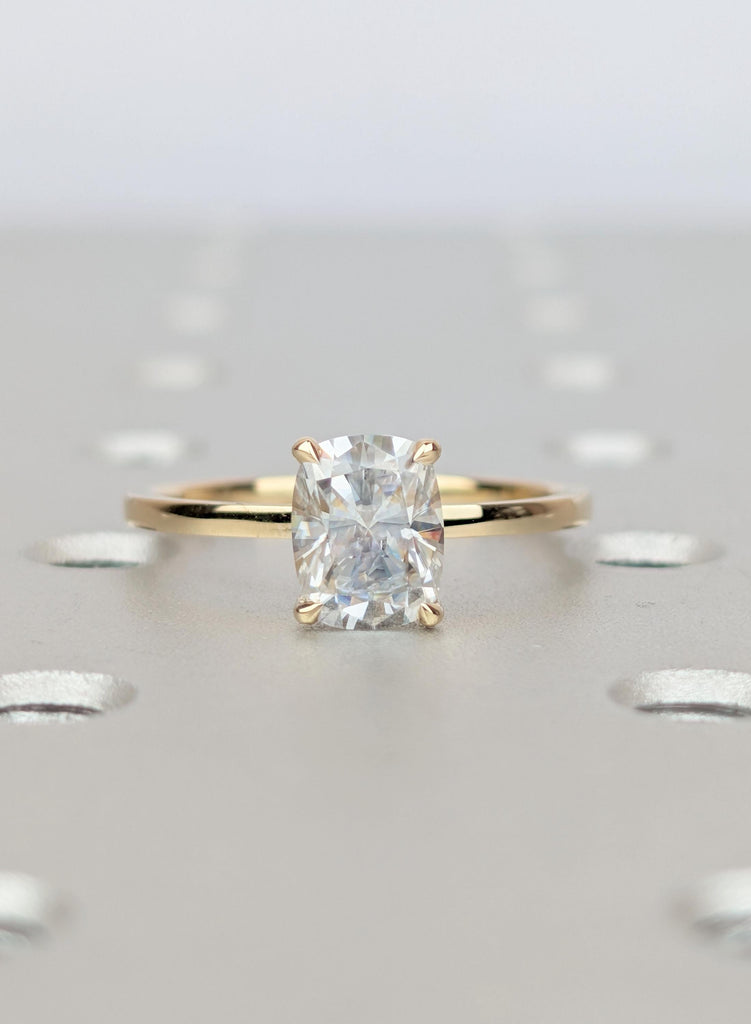 Lab Grown Diamond Engagement Ring, 14k Gold Elongated Cushion Solitaire image #9