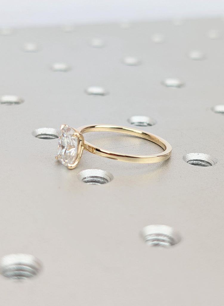 Cushion Cut Moissanite Engagement Ring 14K Gold Solitaire 2ct 3ct High Sparkle Cushion Moissanite Ring Brilliant Travel Ring for Her image #4