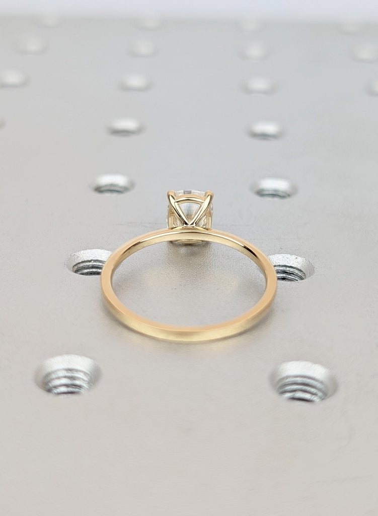 Moissanite Engagement Ring, Elongated Cushion Cut, 14K Solid Yellow Gold image #5