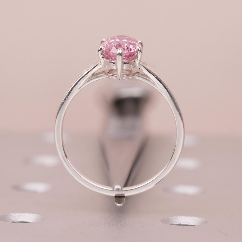 Marquise Lab Made Diamond Vintage Engagement Rings for Women | Pink Gemstone Unique 925 Silver Jewelry Anniversary Gift image #4