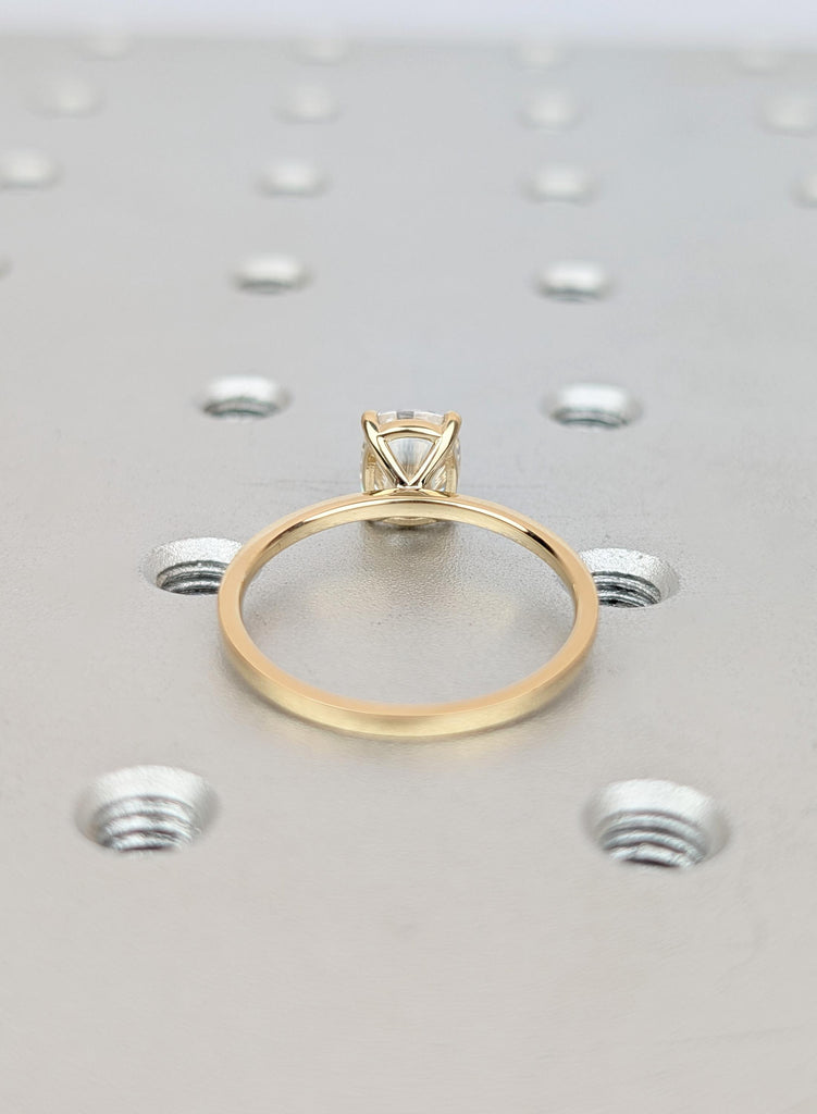 Elongated Cushion Lab Diamond Engagement Ring 14K Yellow Gold Solitaire Ring Certified Lab Grown Diamond Ring Cushion Cut Ring Gift For Her image #5