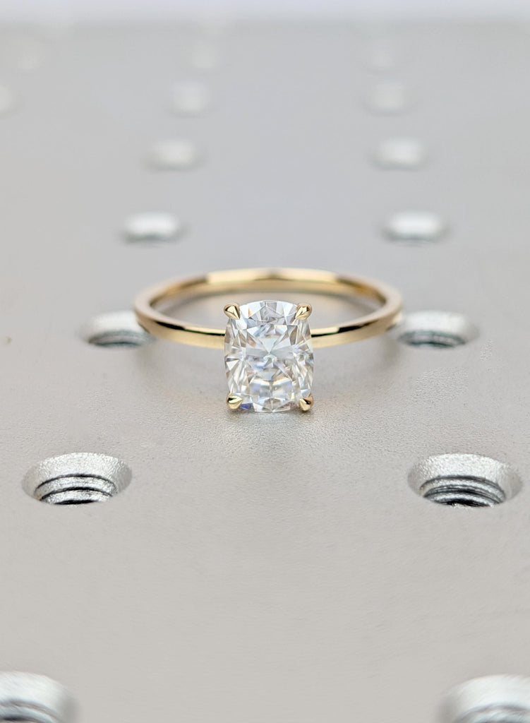 Lab Grown Diamond Engagement Ring, 14k Gold Elongated Cushion Solitaire image #3