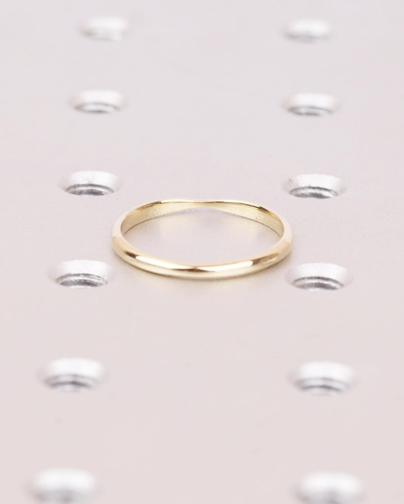 2mm Tapered Bow Tie 14K Gold Wedding Band, Pinched Center Stacking Ring, Minimalist Wedding Ring, Simple Bridal Band image #5