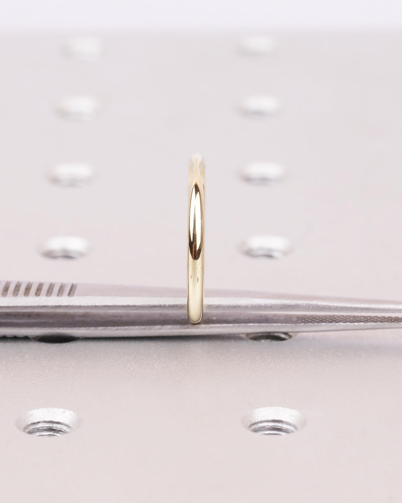 Bow Tie Shaped Gold Wedding Band | 14k White/Yellow/Rose Gold Plain Ring | Pinched Gold Band 2mm | Tapered Wedding Ring | Simple Gold Ring image #9