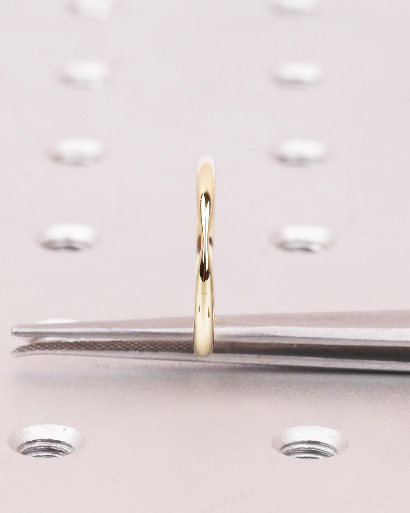 2mm Tapered Bow Tie 14K Gold Wedding Band, Pinched Center Stacking Ring, Minimalist Wedding Ring, Simple Bridal Band image #8