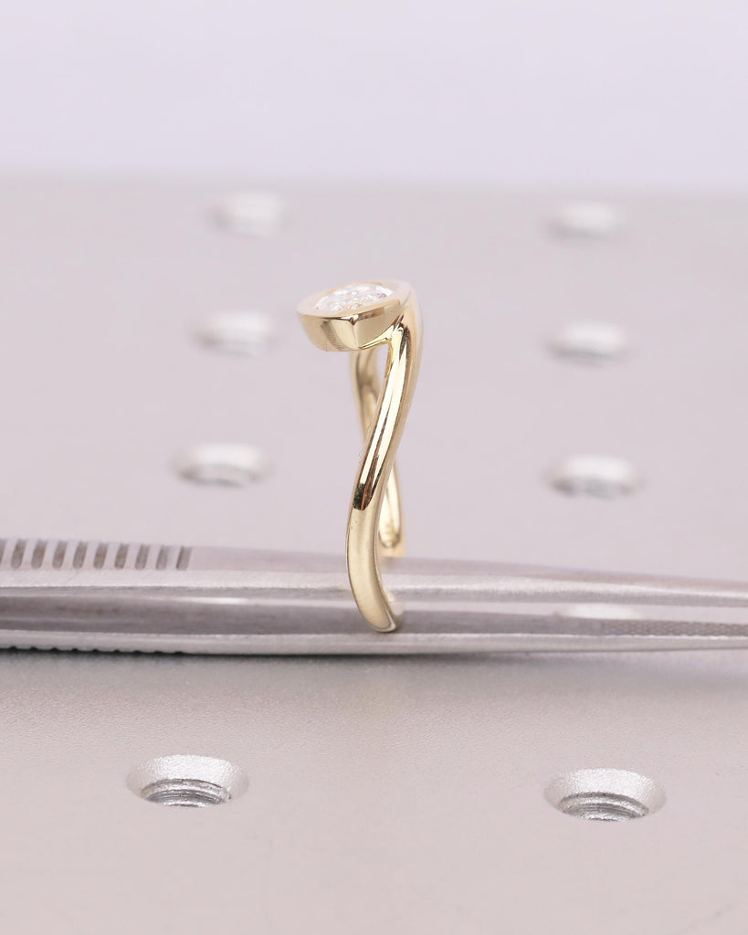 East West Bezel Set Marquise Cut Lab Grown Diamond Engagement Ring in 14k Gold image #13