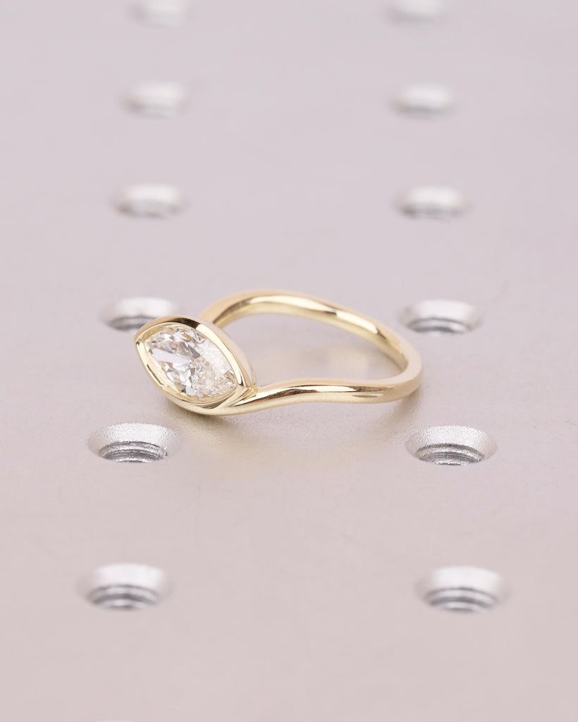 Unique 14k Yellow Gold Moissanite Rings for Women, Bezel Engagement Ring, Personalized Handmade Jewelry, Minimalist Wedding Anniversary Ring image #3
